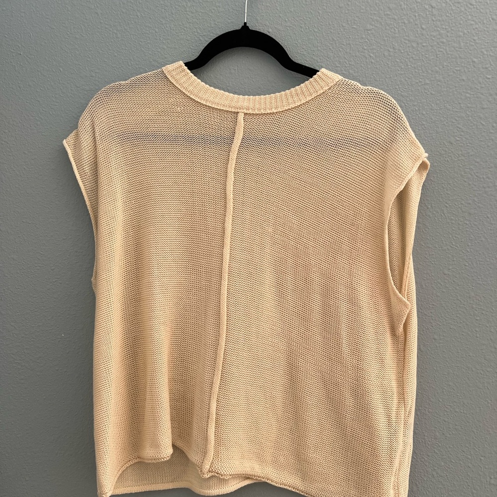 Cream Sleeveless Knit Top